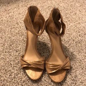 Vince Camuto Gold Zip Heels
